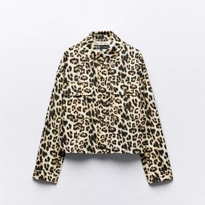 Zara Animal Print Jacket with Black Accents